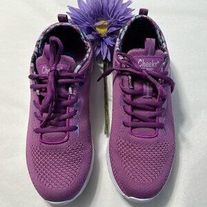 Cheeks Womens Athletic Sneakers Size 8.5 Purple Floral Knit Upper